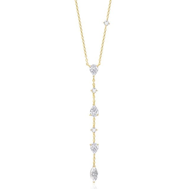 Mixed Cut Lariat Necklace
