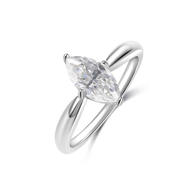 1ct Marquise-Cut Silver Ring