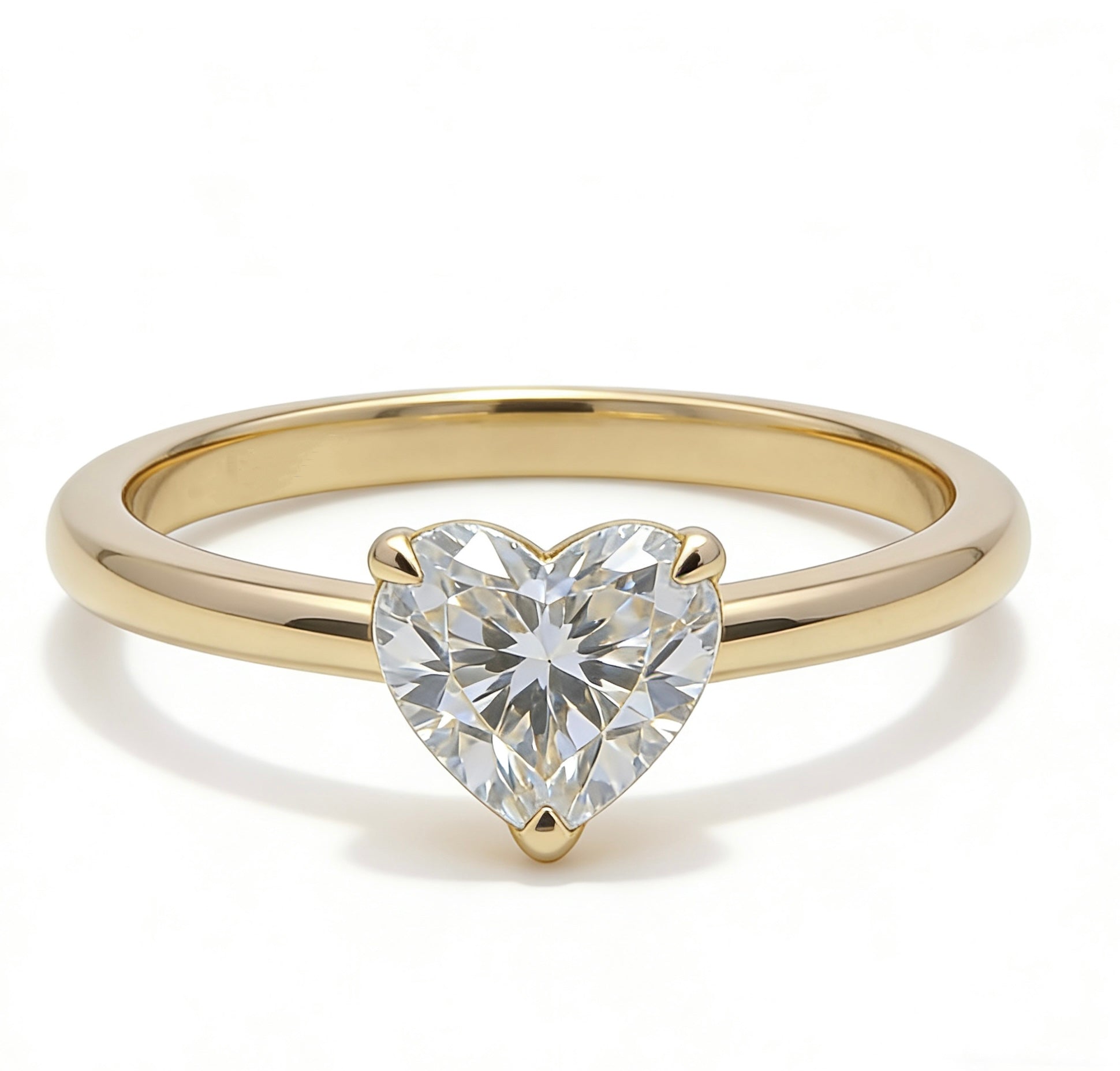10K Heart Cut Solitaire Diamond Ring