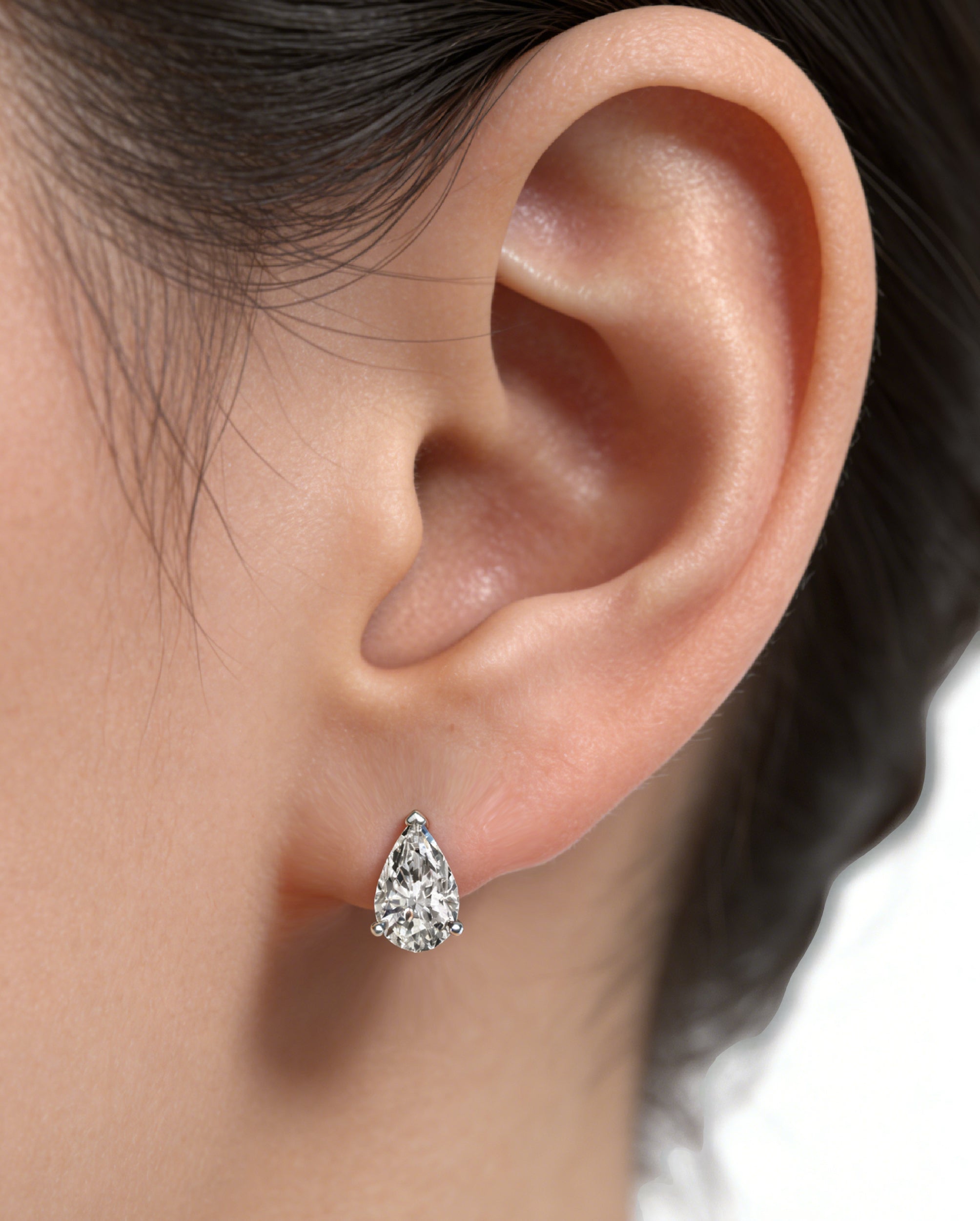 10K Pear Solitaire Stud Earrings
