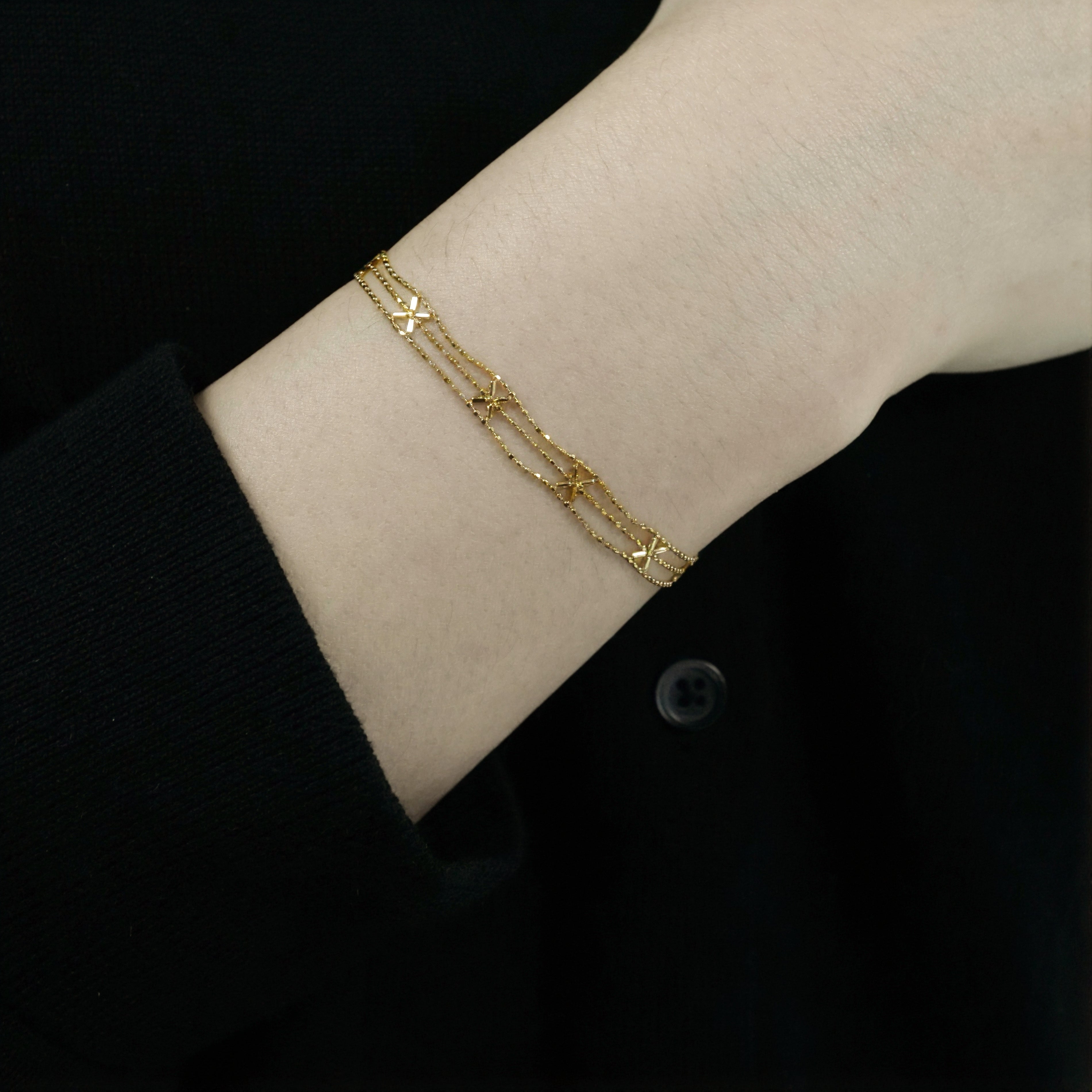 18K Solid Gold X-Link Bracelet