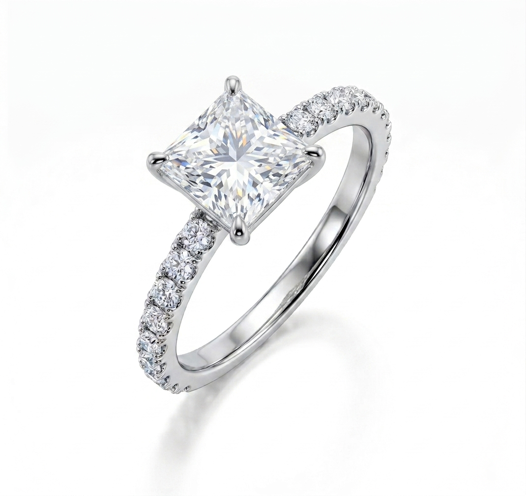 Princess Cut Diamond Pave Ring (custom)