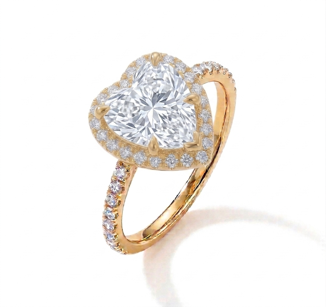 Heart Cut Halo Pave Ring (custom)