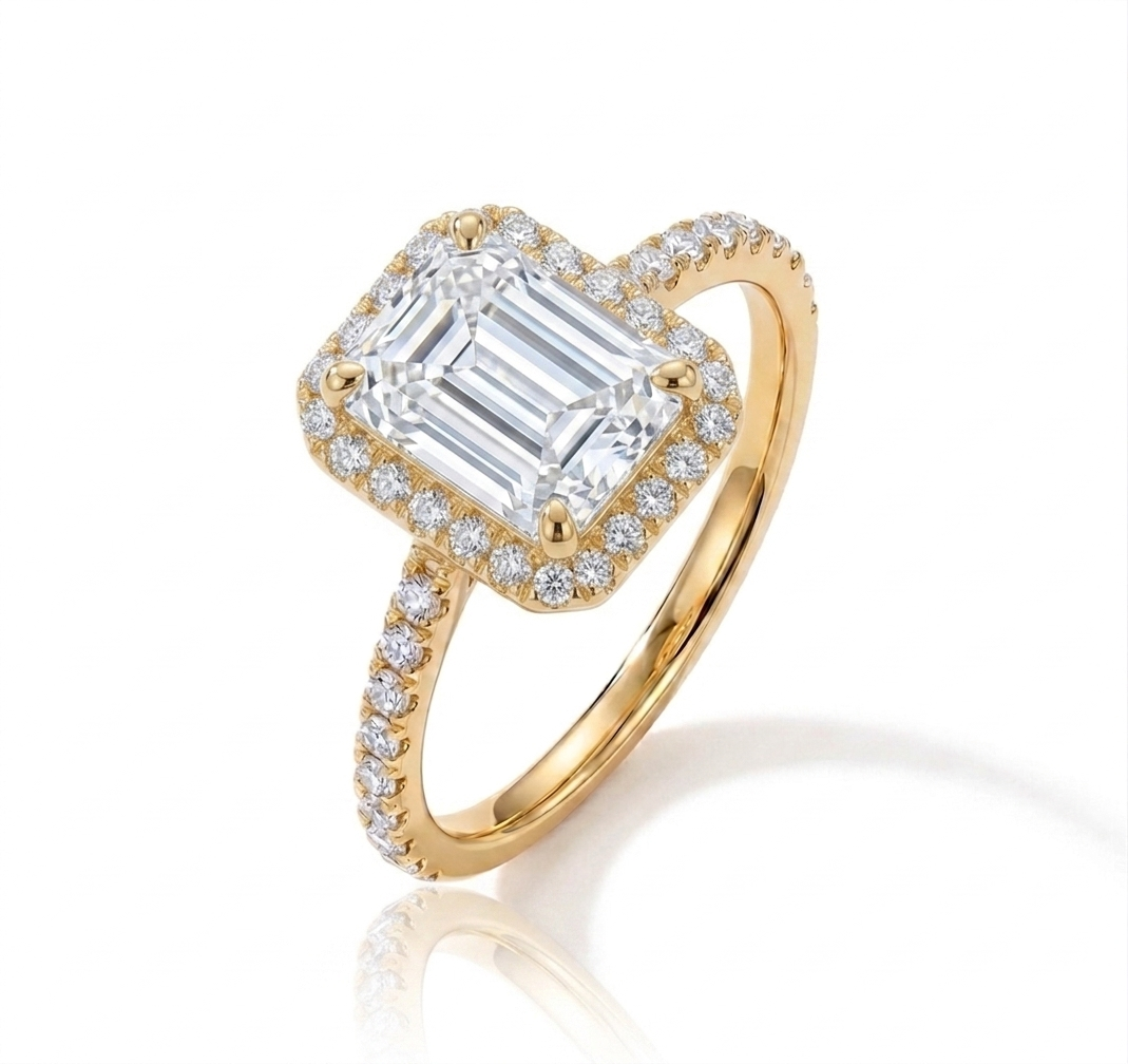 Emerald Cut Halo Pave Ring (custom)