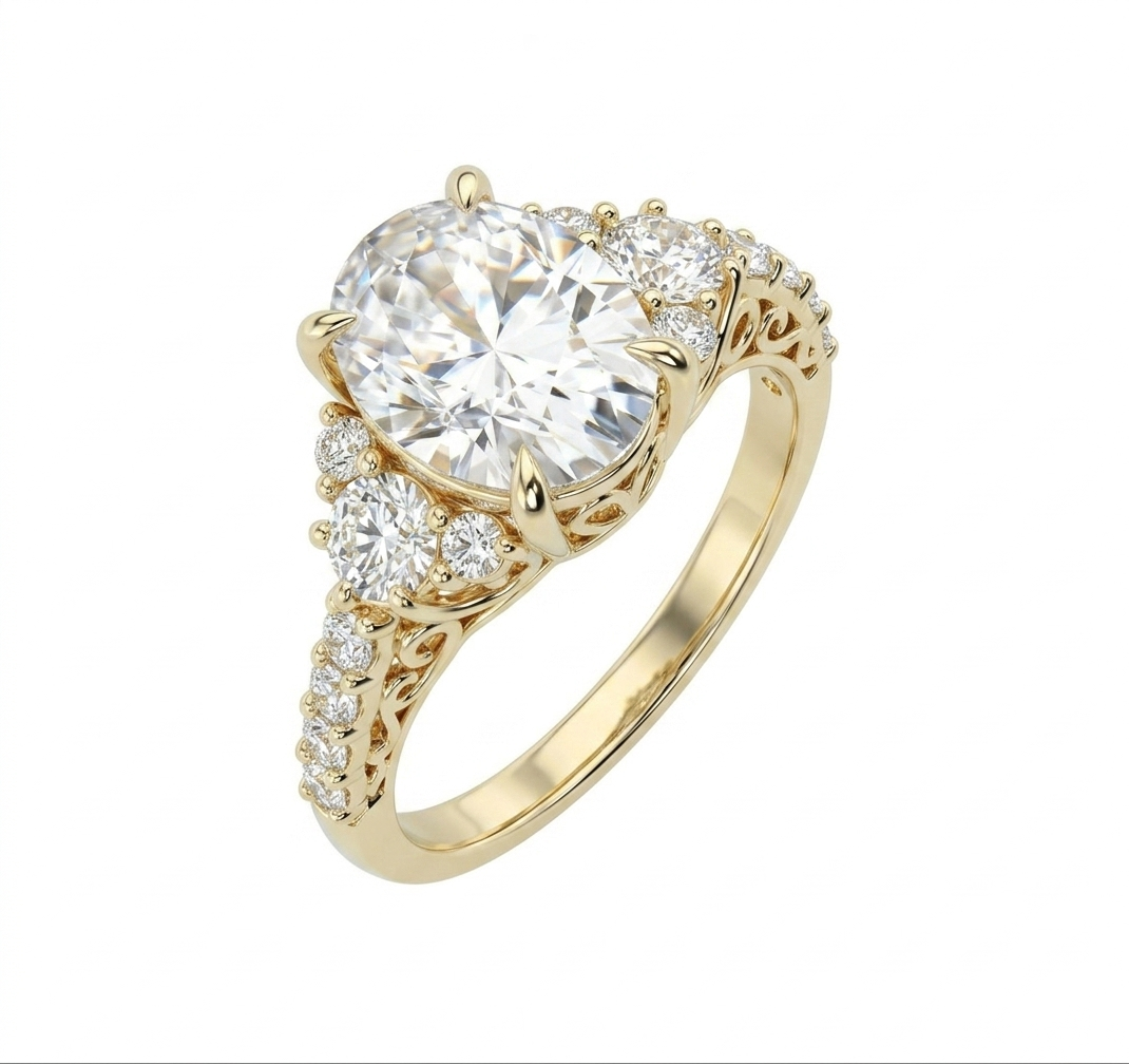 Oval Diamond Accented Gallery Ring (custom)