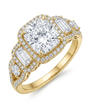 Cushion Cut Side Stone Halo Ring (custom)