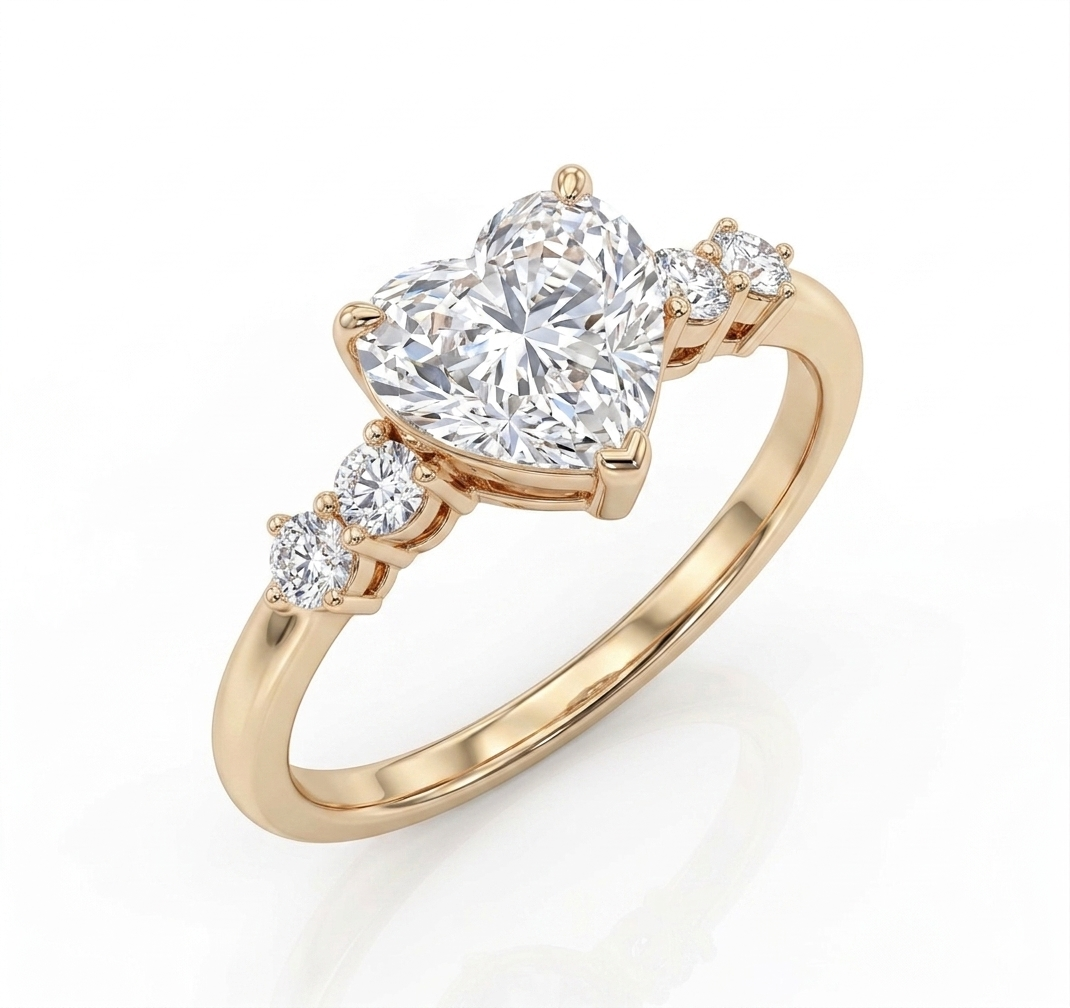 心形鑽石漸變配鑽戒指（訂製）