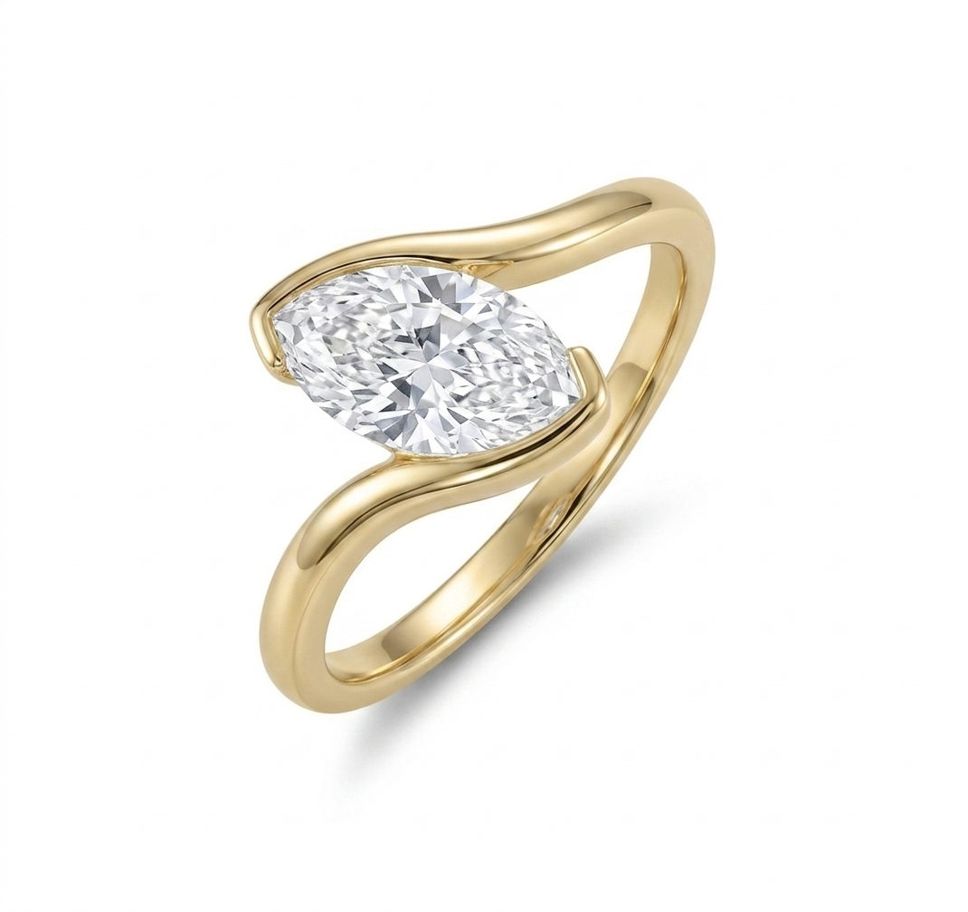 Marquise Diamond Bypass Solitaire Ring (custom)