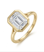 Emerald Cut Bezel Split-Shank Solitaire Ring (custom)
