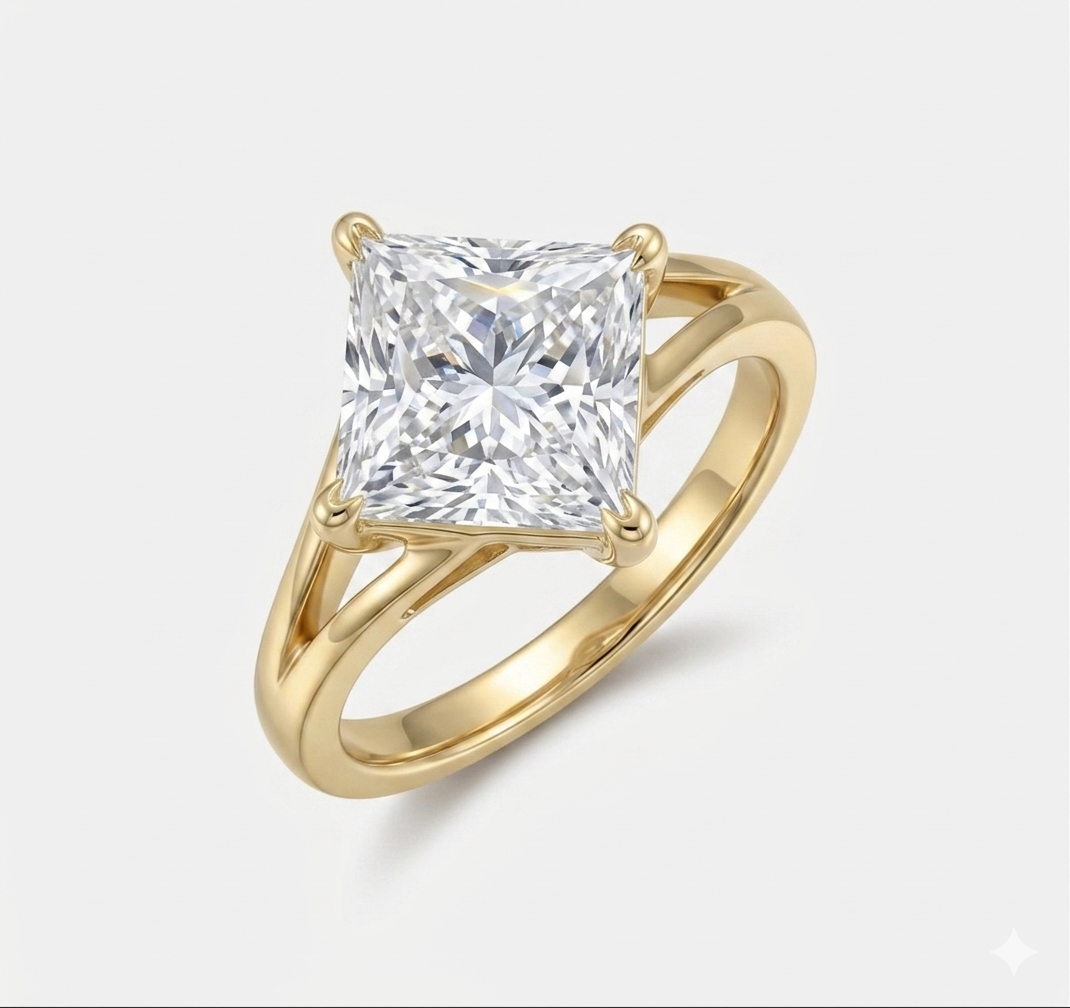 Princess Cut Split-Shank Solitaire Ring (custom)