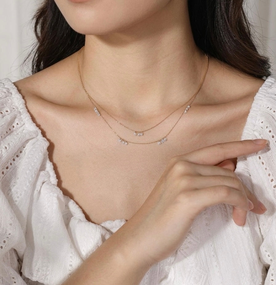 Dainty Gold Cable Lab Diamond Necklace (IGI)