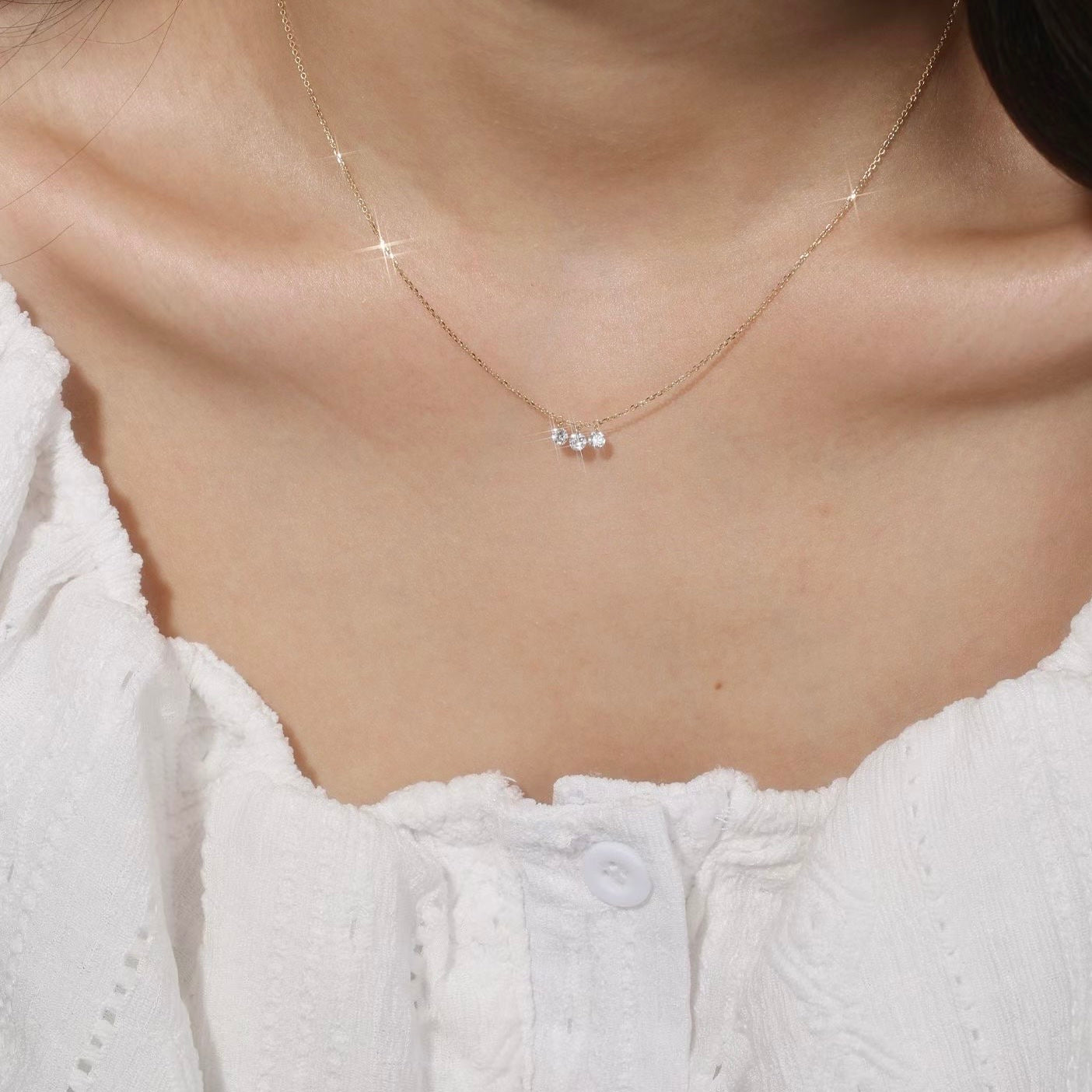 Dainty Gold Cable Lab Diamond Necklace (IGI)