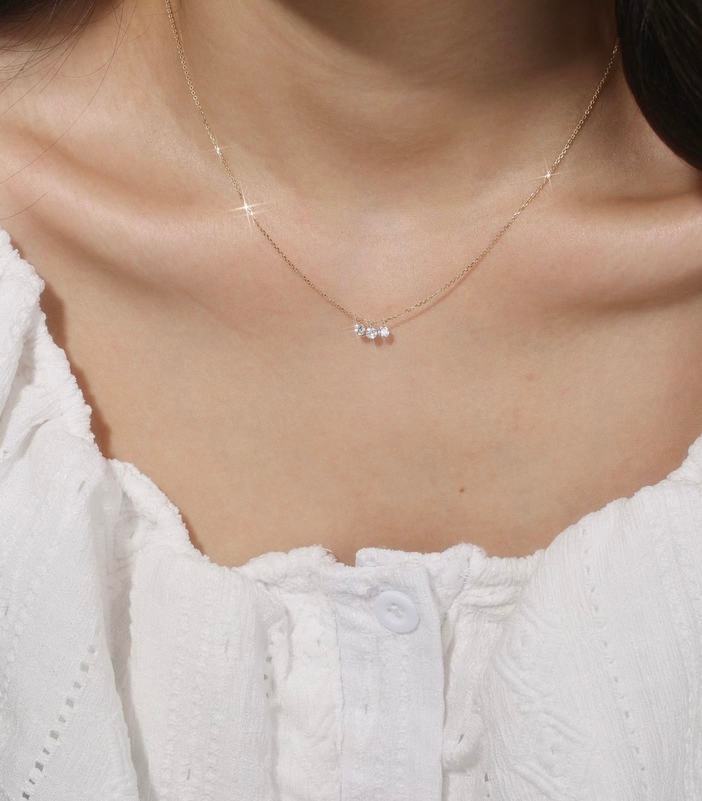 Dainty Gold Cable Lab Diamond Necklace (IGI)