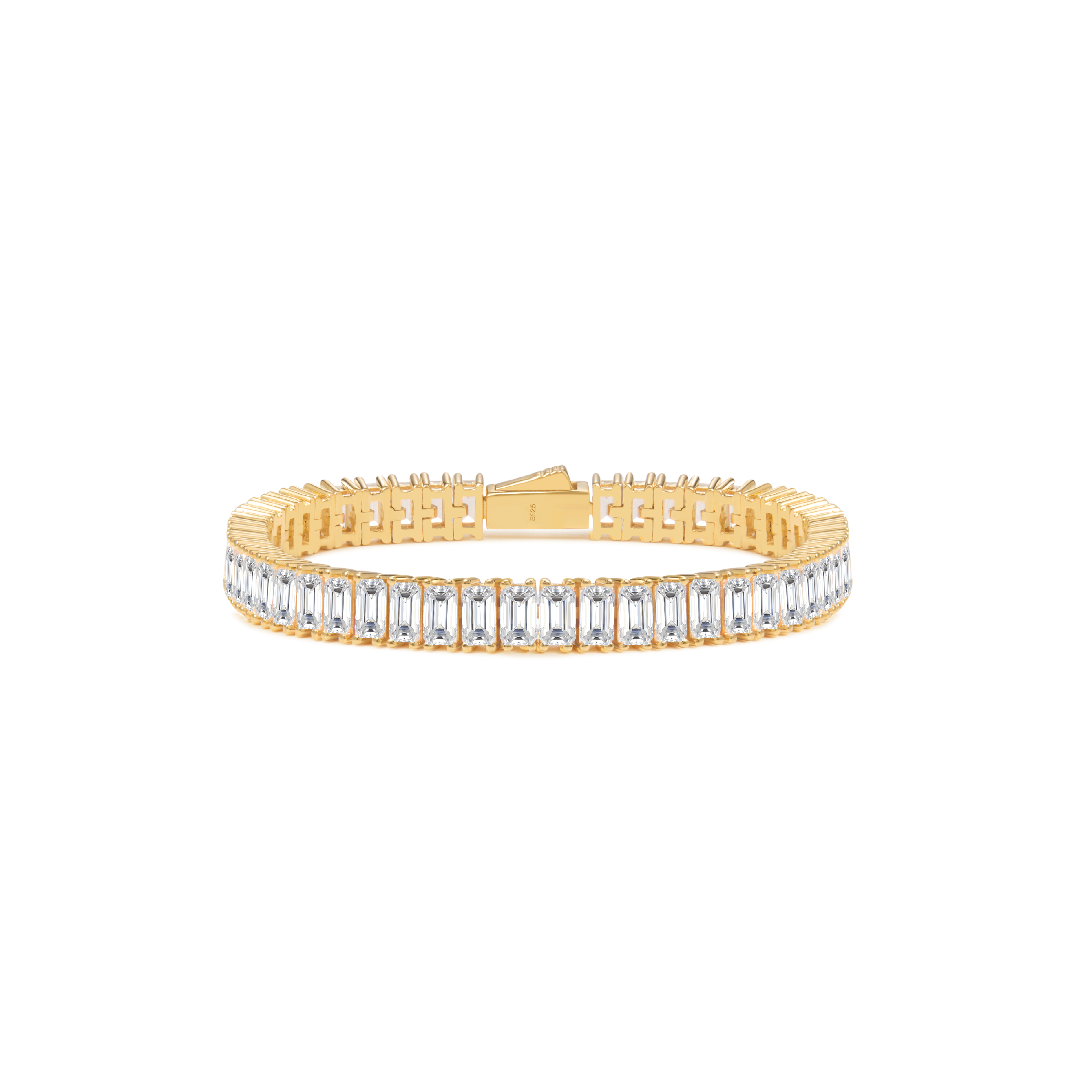 Golden Emerald Cut Tennis Bracelet