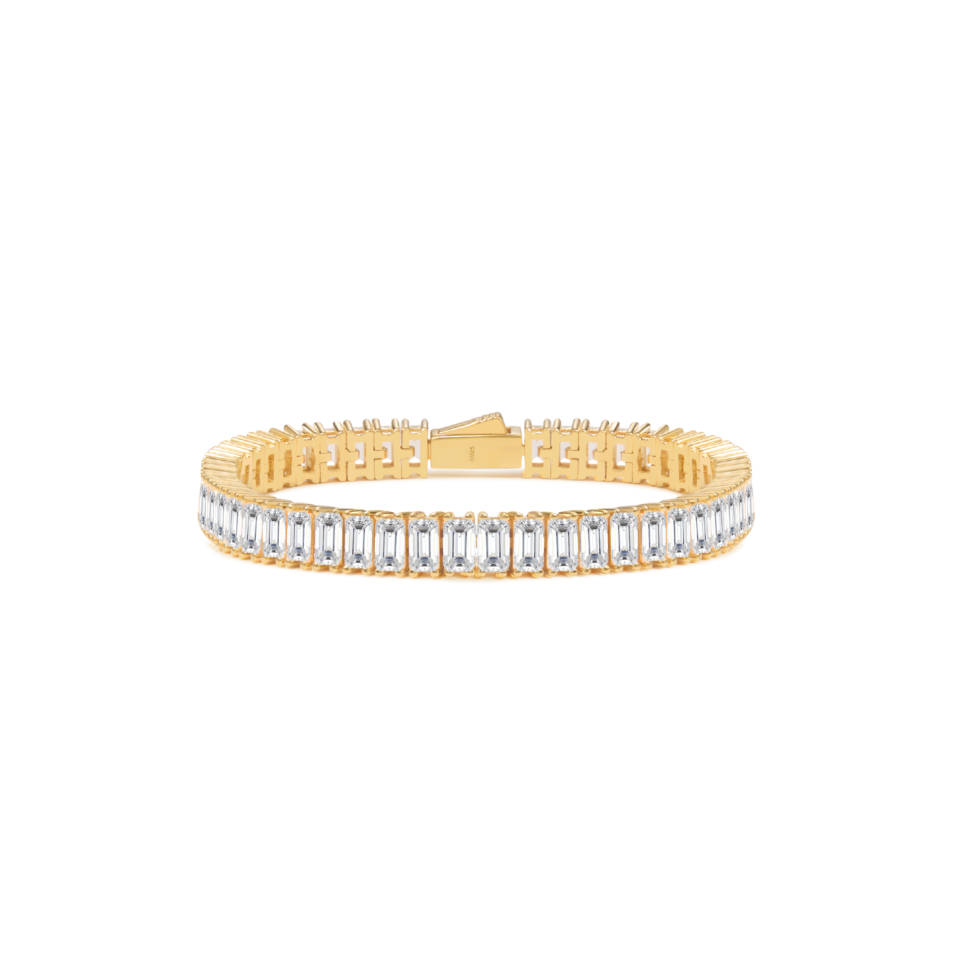 Golden Emerald Cut Tennis Bracelet